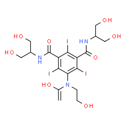 ChemSpider 2D Image | N,N'-Bis(1,3-dihydroxy-2-propanyl)-5-[(2-hydroxyethyl)(1-hydroxyvinyl)amino]-2,4,6-triiodoisophthalamide | C18H24I3N3O8