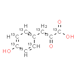 ChemSpider 2D Image | 3-[4-Hydroxy(~13~C_6_)phenyl]-2-oxo(~13~C_3_)propanoic acid | 13C9H8O4